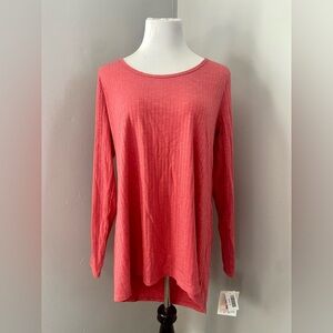 LuLaRoe Lynnae Long Sleeve Top NWT Solid Orange Ribbed